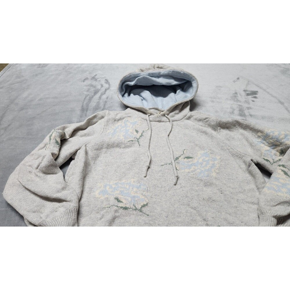 Rebecca Taylor La Vie Women's Small Gray Wool Blend Floral Sweater Hoodie